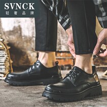 Black casual business dress small leather leather Korean version Joker round head British Big Head suit mens shoes WL0816