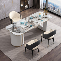  Rock board light luxury large tea table Simple tea table and chair combination Office tea set one modern Kung Fu tea table
