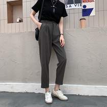 Loose straight trousers womens 2020 Summer new Korean version of high waist nine-point pipe pants Joker foreign style fashion wide leg pants