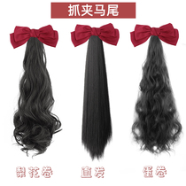 Wig ponytail female strap net red grab clip Double ponytail big bow Lolita accessories Antique ponytail