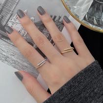 Chow Tai Fook Huan Mei Sterling silver square ring Female niche design fashion ins tide personality cold wind index finger ring sense light