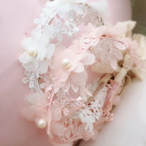 Korean baby girl hair accessories flower lace ribbon female baby hair hoop newborn headwear floral headdress hair hoop hairclip female