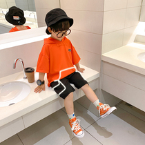 Boys summer short sleeve set 2021 new foreign style childrens clothing thin fried street Net red handsome summer Tide brand
