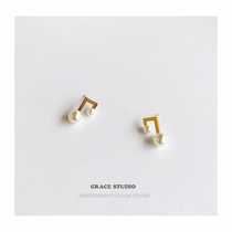G S Leg pearl earrings female Korean temperament note geometric earrings Jane about 100 hitch high level Sensation Tangjing Earrings