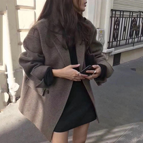 SANDRO mossoloni autumn winter new Korean version double face cashmere big coat woman short retro little western suit jacket
