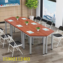 Library hexagonal trapezoidal manual console laboratory table and chair free combination Young pioneers activity room table