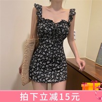 DK swimsuit womens 2021 new sexy bubble spa big breasts conjoined dress-style small chest loose day system swimsuit