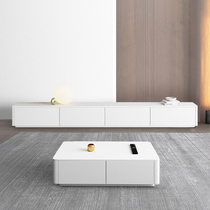 Nordic modern minimalist living-room small family type white oak cabinet TV cabinet tea table combination light and luxurious terrace