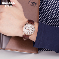 Carolet Men Watch Male Watch Real Leather Strap Quartz Wrist Watch Fashion Trend Business Waterproof Multifunction Tide