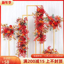 Wedding orange point flower art set is wedding hall finished flower red stage background flower arrangement flower arrangement