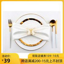 White placemat padded fabric dining cloth Nordic rectangular table mat plate bowl mat American household heat insulation mat