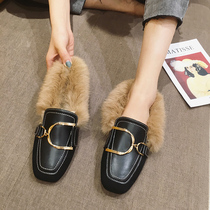 Hong Kong Tide brand net red plus velvet leather shoes women 2021 Winter new fashion wild wear rabbit fur shoes women