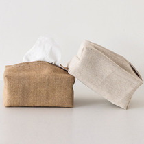 Japanese cotton linen simple living room tissue box cloth art paper box creative napkin storage box tissue set home