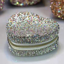 Diamond mini love jewelry box small travel portable cosmetic box earrings earrings storage box