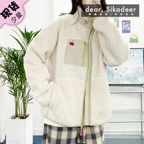 Spot Korea KIRSH Cherry Embroidery Pocket Zipper Lamb Suede Jacket Female Collar Warm 21 Autumn