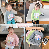 abao childrens cartoon sweater cotton loose girl fashionable hooded long sleeve shirt female baby Foreign pullover