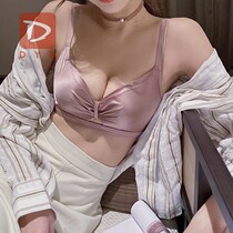 Non-rimmed underwear womens small chest gathered sub-breast support anti-sagging thin adjustment bra set sexy