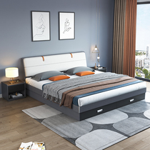 High box storage bed Double bed Modern simple Nordic small apartment master bedroom furniture 1 8 meters 1 5 meters rental room