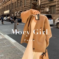 sandro asw lazy wind knitting sweater coat woman 2022 Spring Han Edition mid - long letter V collar knitted sweater