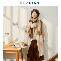 Primary series Zihan winter womens long woolen coat lapel wool coat double-sided thick trench coat tide