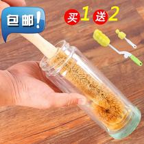 Long handle Cup brush natural coconut palm 0 wash cup brush kitchen brush bottle artifact wash bottle brush glass cleaning