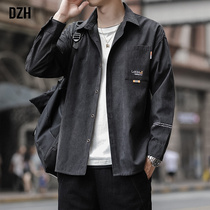 Men autumn work shirt coat men ins trend black mens casual long sleeve shirt men 2021 New