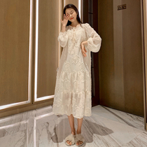 Dress Women 2020 spring long super fairy lace chiffon embroidery foreign style two-piece loose size skirt