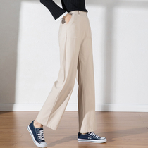 Spring new wide leg pants womens elastic waist jeans ankle-length pants high waist drop large size high elastic loose fat mm