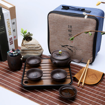 Purple sand tea set outdoor portable travel tea set Company bank opening gift LOGO custom souvenir