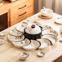Many beautiful Japanese cherry blossoms moon plate combination ceramic platter set reunion dish plate household New year dinner tableware