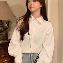 Early autumn 2022 new Korean version port Wind long sleeve shirt French style blouse design sensation little white shirt lady