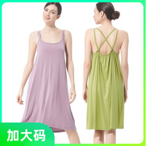 Large code hanging band dress with long dress sexy ruffled back home dress Sleeping Skirt Gats Up Fat Mm Cross Pendant With Skirt Pyjamas