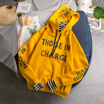 South Korea ulzzang retro Harajuku bf high collar sweater male fake two-piece striped long sleeve couple loose jacket tide