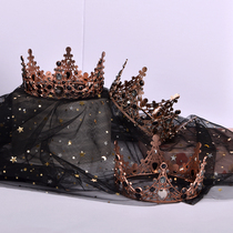 Black Baroque Crown Cake Fittings Retro Black Gem Birthday Cake Decoration plugin Bake Goods