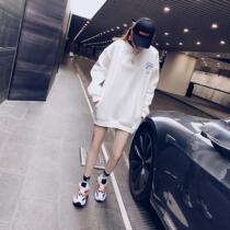 Hong Kong Tide brand 2021 autumn new white sweater female Korean version of round neck Slipper thin loose lazy wind jacket