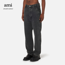 AMI unisex classic designer collection cotton black casual jeans trousers