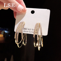 C-shaped exaggerated earrings female net red thin high-end sense earrings temperament Korean circle circle French earrings fashion