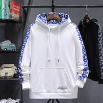 Tide brand 2021 autumn and winter New fat plus size loose clothes men Korean trend printing casual hooded coat