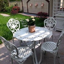 Far-lush outdoor cast aluminium table and chairs white outdoor table and chairs patio open air garden patio in the courtyard