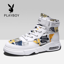 Playboy mens shoes autumn and winter warm velvet high-top cotton shoes mens Korean version of the trend student casual joker shoes