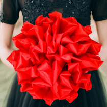 Awards tray commendation celebration opening ribbon cutting big red flower ball pull flower wedding silk red gauze hydrangea set