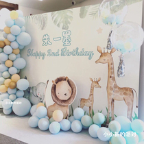 Baby birthday poster party decoration full moon feast photo dessert table background wall small animal custom net red