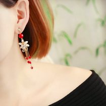 Red series fashion temperament long pearl ball earrings pop jewelry bride big red earrings earrings female Silver