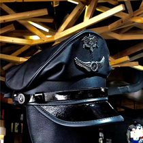 Spot hand-made custom Harley motorcycle knight leather hat flat cap cap plain leather hat for men and women