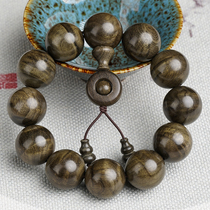 Pick up the drain (water corrugated) golden silk Nangyin Dark Wood 20mm Buddha Beads Hand Strings Small Leaves and Nangbout