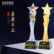 Ancient glass trophy Crystal custom creative lettering five-pointed star enterprise annual meeting leadership award souvenir
