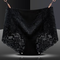 Fat MM200 kg high waist lace sexy ladies underwear size transparent cotton file comfortable breathable breifs