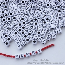 100pcs Fashion Mixed White Letter Alphabet Cube Beads