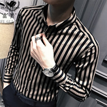 Shirt men long sleeve spring 2021 New Korean youth slim stripe British business leisure non-iron shirt tide