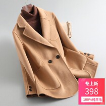 Double-sided cashmere coat Womens Small suit woolen jacket pure wool small man retro short 2021 Spring New